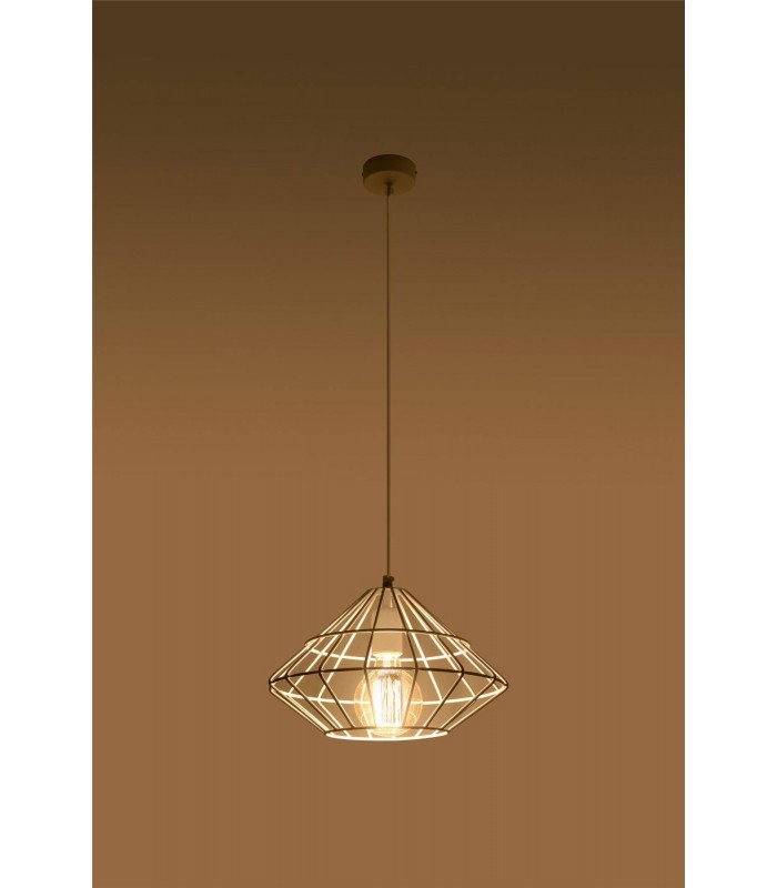 1 Light Caged Ceiling Pendant White, E27 - 4