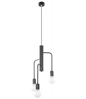 3 Light Cluster Drop Pendant Black, E27 - 1