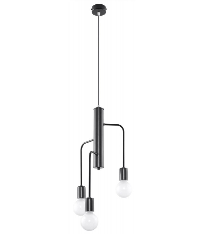 3 Light Cluster Drop Pendant Black, E27 - 1
