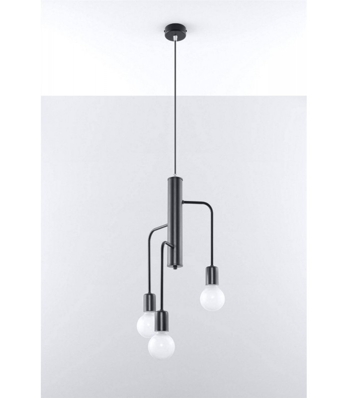 3 Light Cluster Drop Pendant Black, E27 - 3