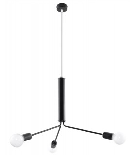 3 Light Cluster Drop Pendant Black, E27 - 1