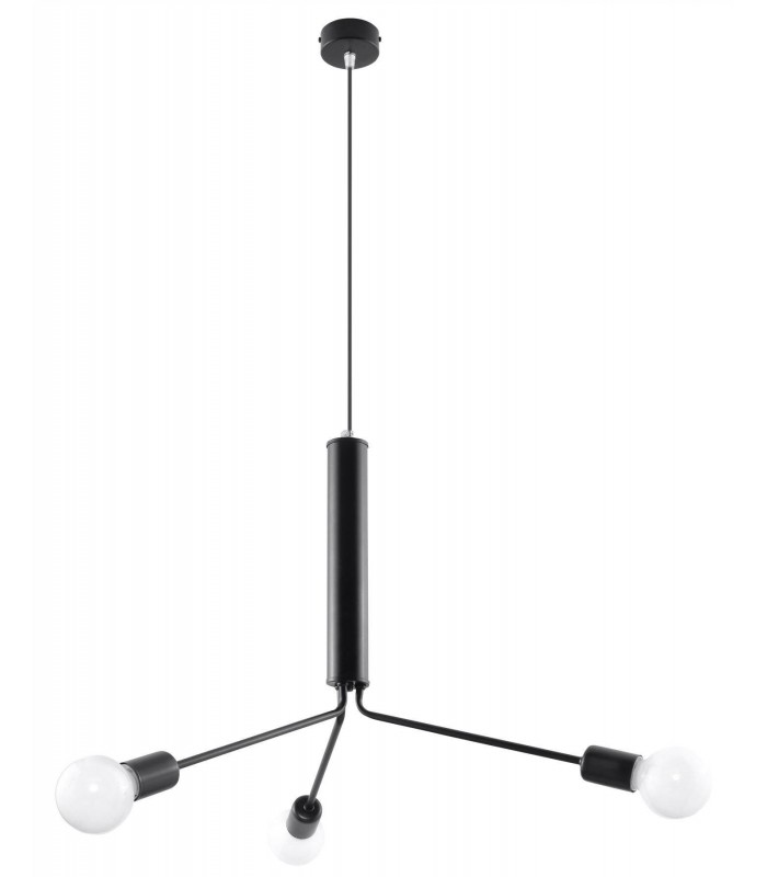 3 Light Cluster Drop Pendant Black, E27 - 1