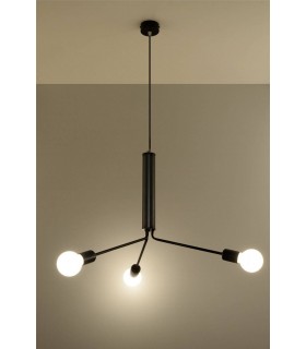 3 Light Cluster Drop Pendant Black, E27 - 2