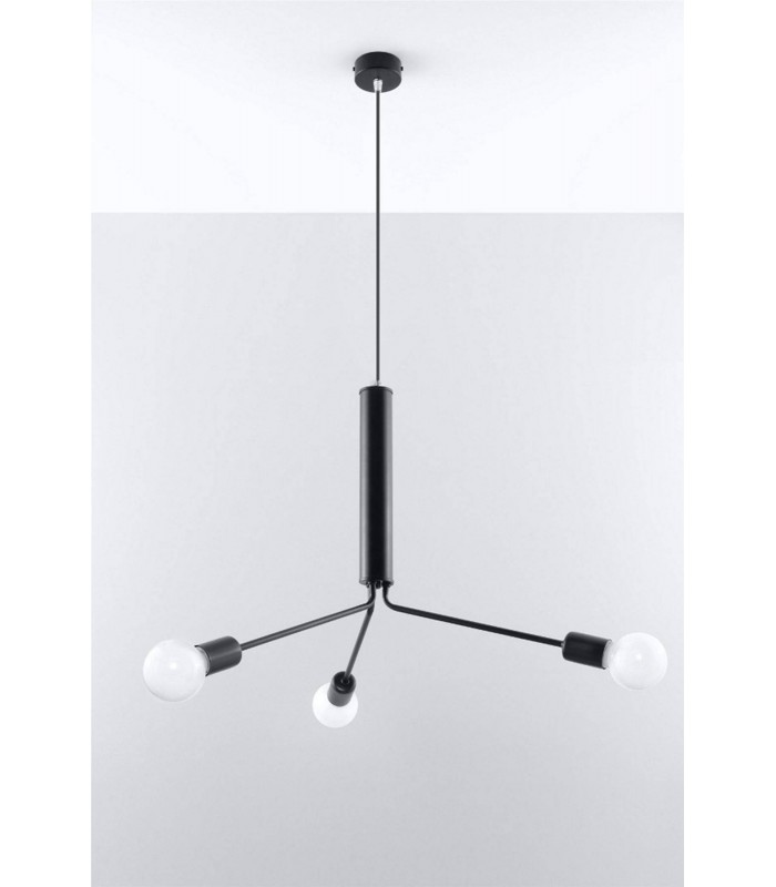 3 Light Cluster Drop Pendant Black, E27 - 4