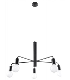 5 Light Multi Arm Ceiling Pendant Black, E27 - 1