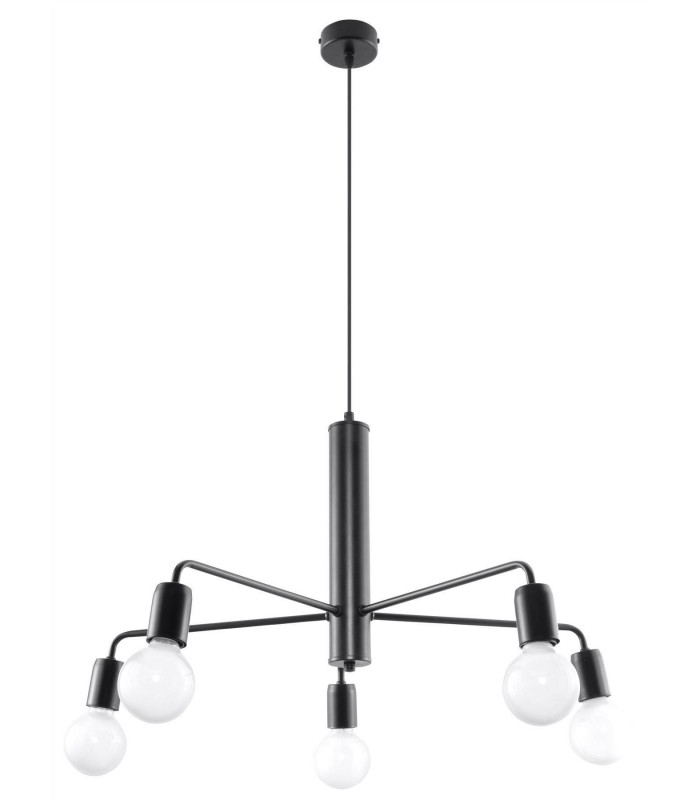 5 Light Multi Arm Ceiling Pendant Black, E27 - 1