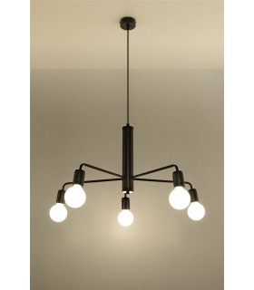 5 Light Multi Arm Ceiling Pendant Black, E27 - 2