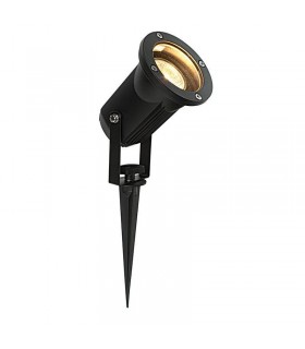 Outdoor Spike Flood Light Clear Glass, Matt Black IP54, GU10 - 1