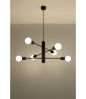 6 Light Multi Arm Ceiling Pendant Black, E27 - 2