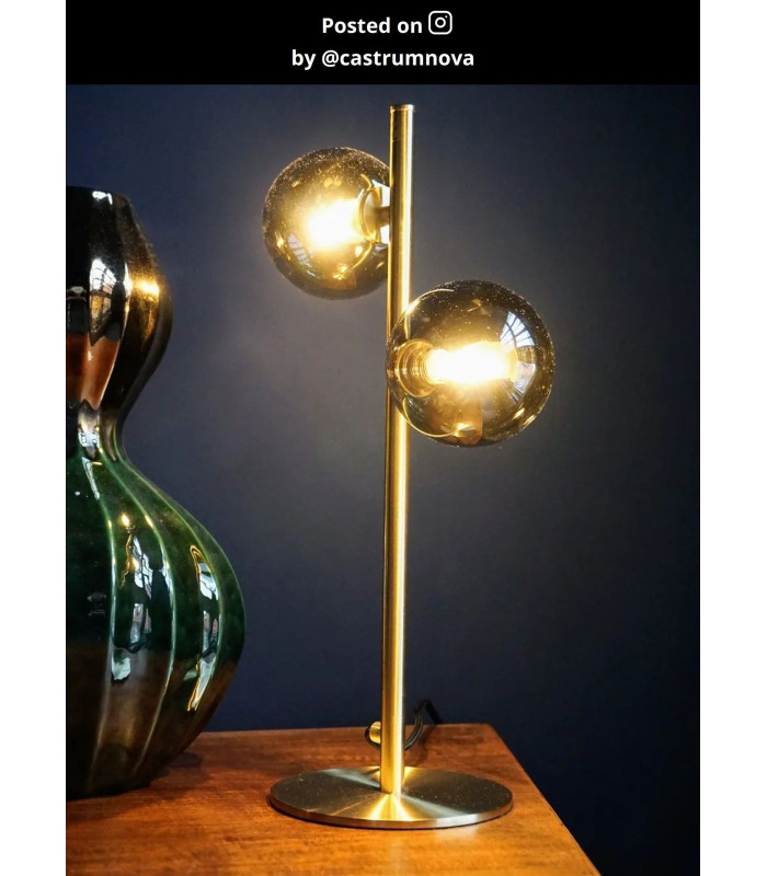 EU Plug - Tycho Retro Table Lamp - 2xG9 - Matt Gold, Brass - Special Offer