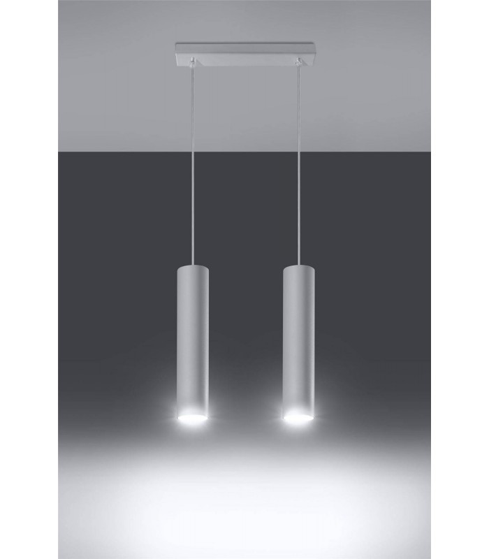 2 Light Staight Bar Drop Pendant White, GU10 - 2