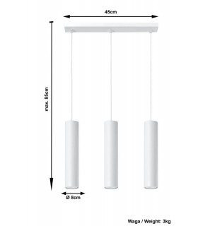 3 Light Staight Bar Drop Pendant White, GU10 - 2