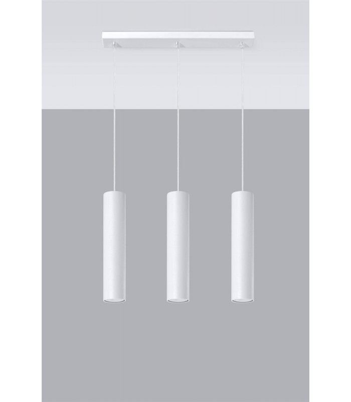 3 Light Staight Bar Drop Pendant White, GU10 - 3