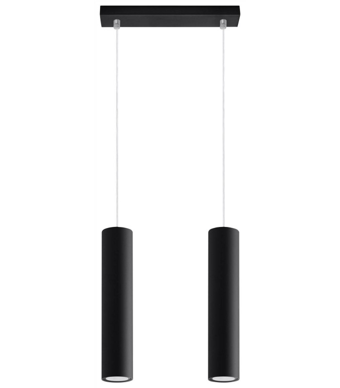 2 Light Staight Bar Drop Pendant Black, GU10 - 1