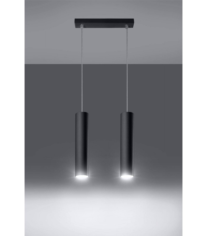 2 Light Staight Bar Drop Pendant Black, GU10 - 3