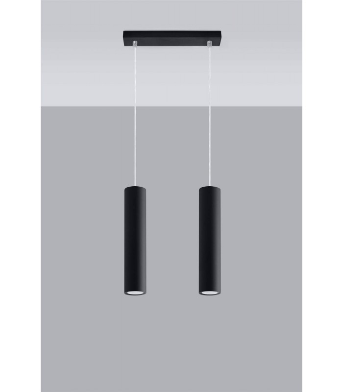 2 Light Staight Bar Drop Pendant Black, GU10 - 4