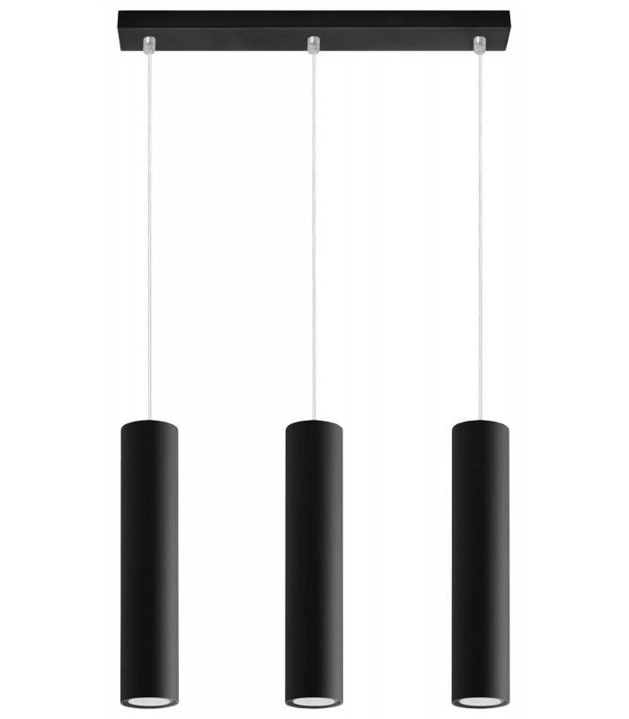3 Light Staight Bar Drop Pendant Black, GU10 - 1