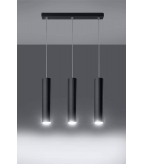 3 Light Staight Bar Drop Pendant Black, GU10 - 2