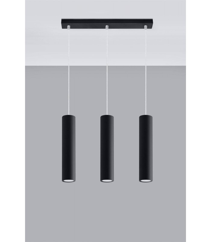 3 Light Staight Bar Drop Pendant Black, GU10 - 4