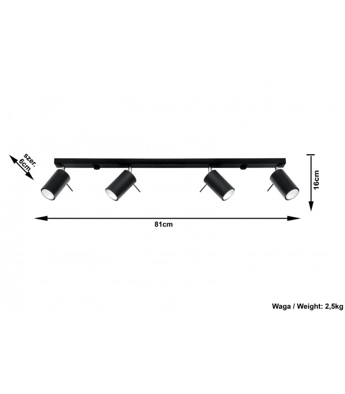 4 Light Spotlight Bar Black, GU10 - 3