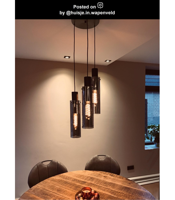 Orlando Modern Cluster Pendant Light - Ø 32cm - 3xE27 - Smoke Grey
