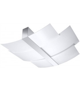 3 Light Decorative Flush Ceiling Light Chrome, White, E27 - 1