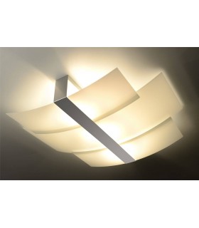 3 Light Decorative Flush Ceiling Light Chrome, White, E27 - 2