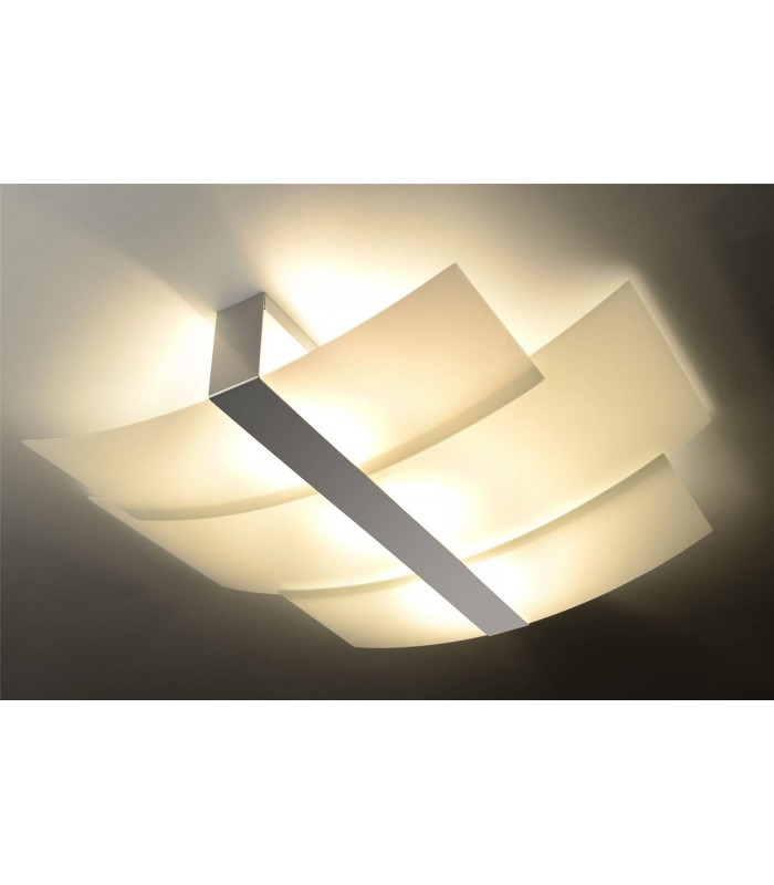 3 Light Decorative Flush Ceiling Light Chrome, White, E27 - 2
