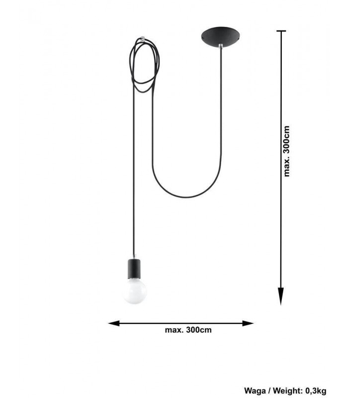 1 Light Ceiling Pendant Black, E27 - 4