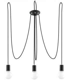 3 Light Cluster Drop Pendant Black, E27 - 1