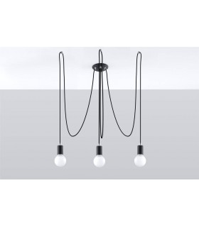 3 Light Cluster Drop Pendant Black, E27 - 2