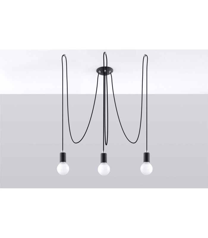 3 Light Cluster Drop Pendant Black, E27 - 2