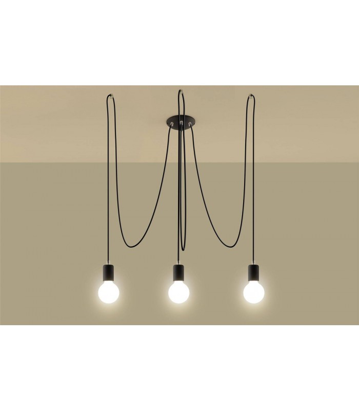 3 Light Cluster Drop Pendant Black, E27 - 4