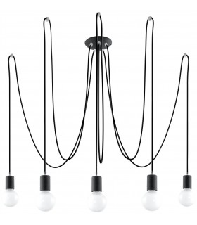 5 Light Cluster Drop Pendant Black, E27 - 1