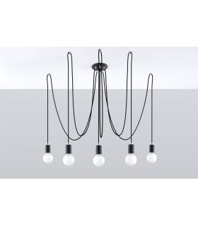 5 Light Cluster Drop Pendant Black, E27 - 2