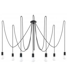 7 Light Cluster Drop Pendant Black, E27 - 1