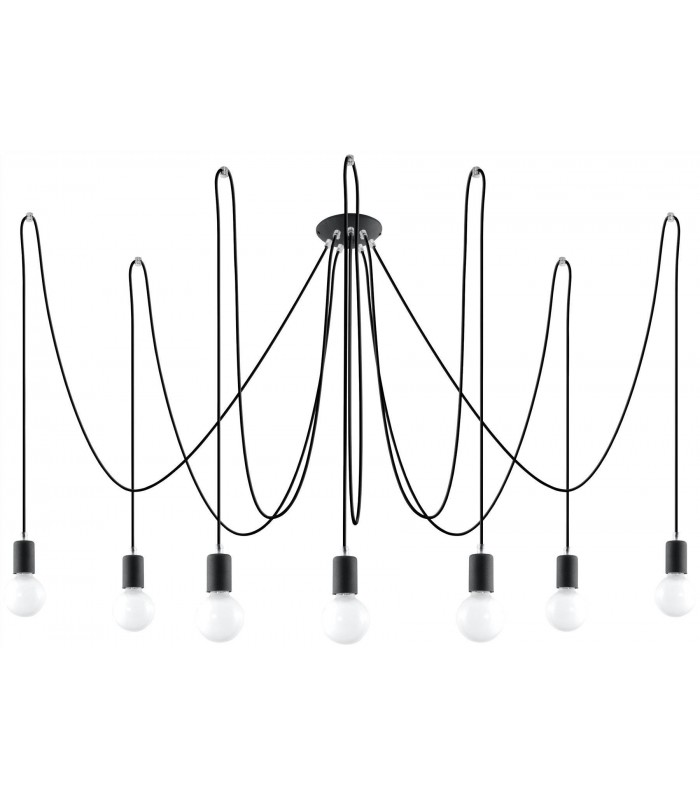 7 Light Cluster Drop Pendant Black, E27 - 1