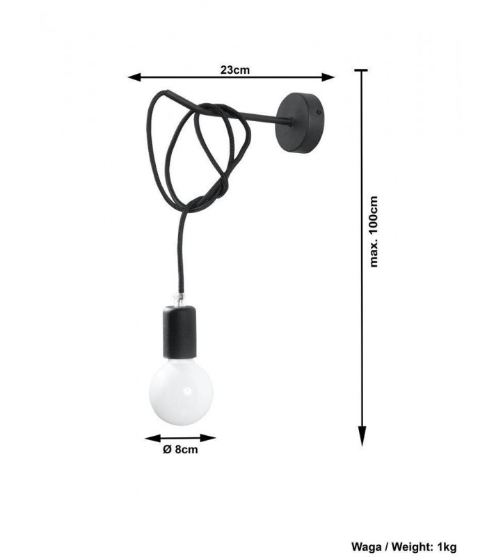 1 Light Wall Light Black, E27 - 4