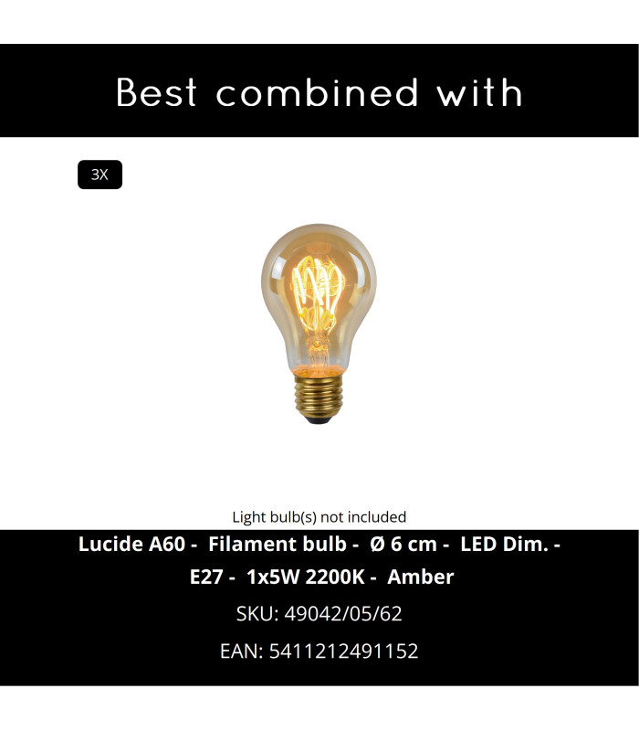 Gunhild Classic Pendant light - 3xE27 - Transparant - Special Offer