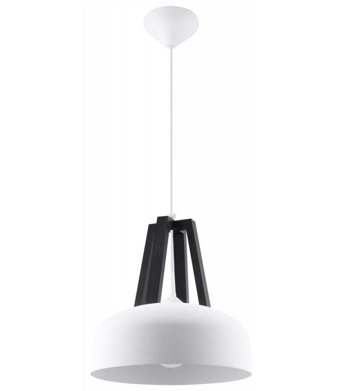 1 Light Dome Ceiling Pendant White, Black, E27 - 1