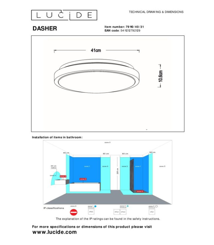 Dasher Modern Flush ceiling light Bathroom-7