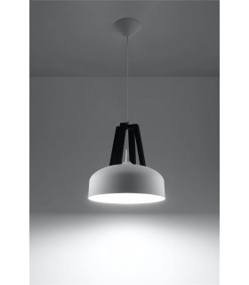 1 Light Dome Ceiling Pendant White, Black, E27 - 2