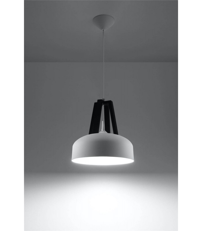 1 Light Dome Ceiling Pendant White, Black, E27 - 2