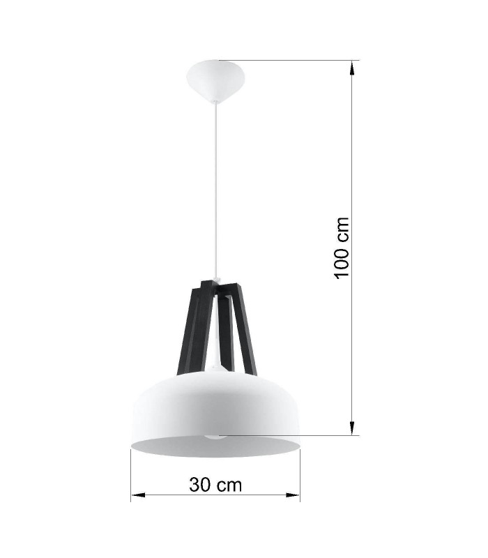1 Light Dome Ceiling Pendant White, Black, E27 - 3