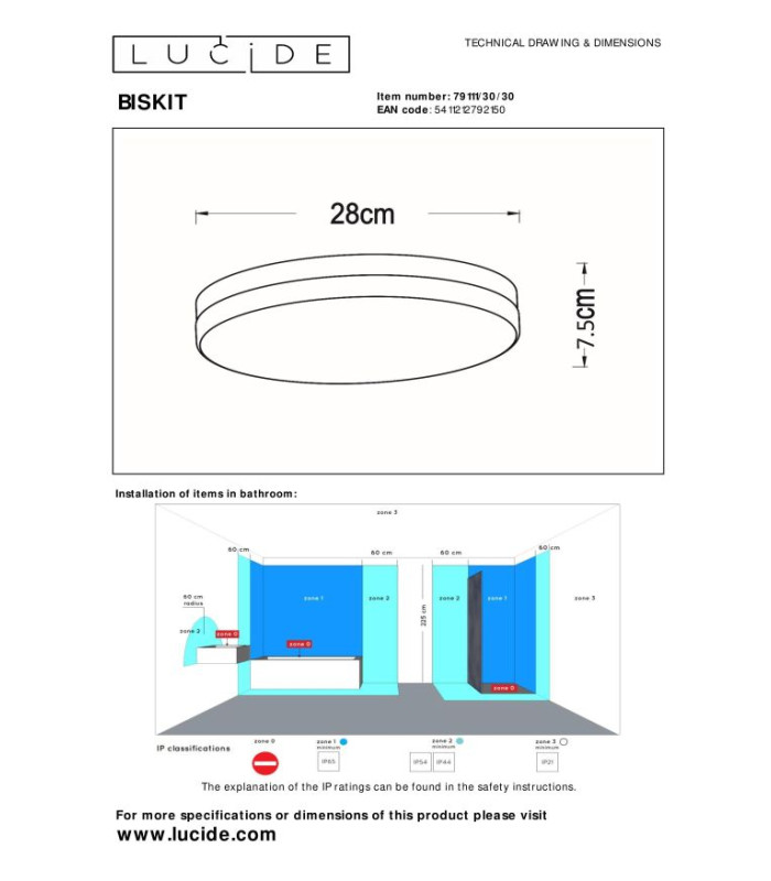 Biskit Modern Flush ceiling light Bathroom-7