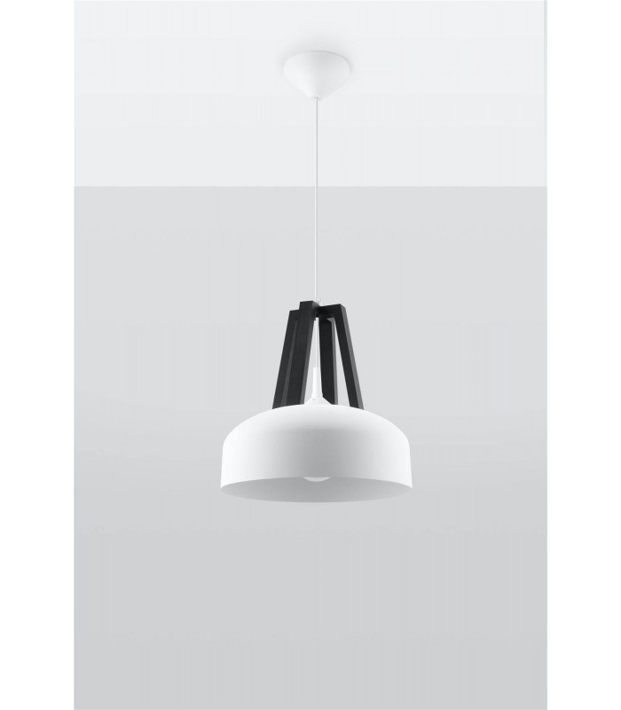 1 Light Dome Ceiling Pendant White, Black, E27 - 4