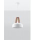 1 Light Dome Ceiling Pendant White, Natural Wood, E27 - 2