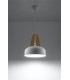 1 Light Dome Ceiling Pendant White, Natural Wood, E27 - 3
