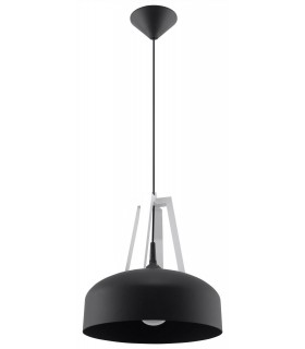 1 Light Dome Ceiling Pendant Black, White, E27 - 1