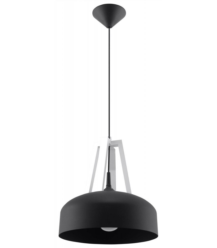 1 Light Dome Ceiling Pendant Black, White, E27 - 1